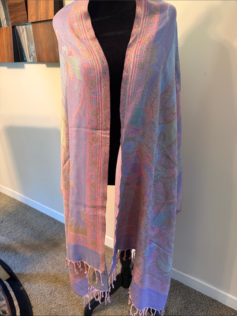 Pastel Lavender Floral Jacquard Wrap Shawl